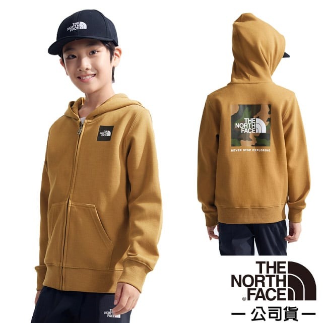 【The North Face】童 CAMO BOX 機能性保暖透氣連帽外套.夾克.帽T/89XW-173 棕色✿30E010